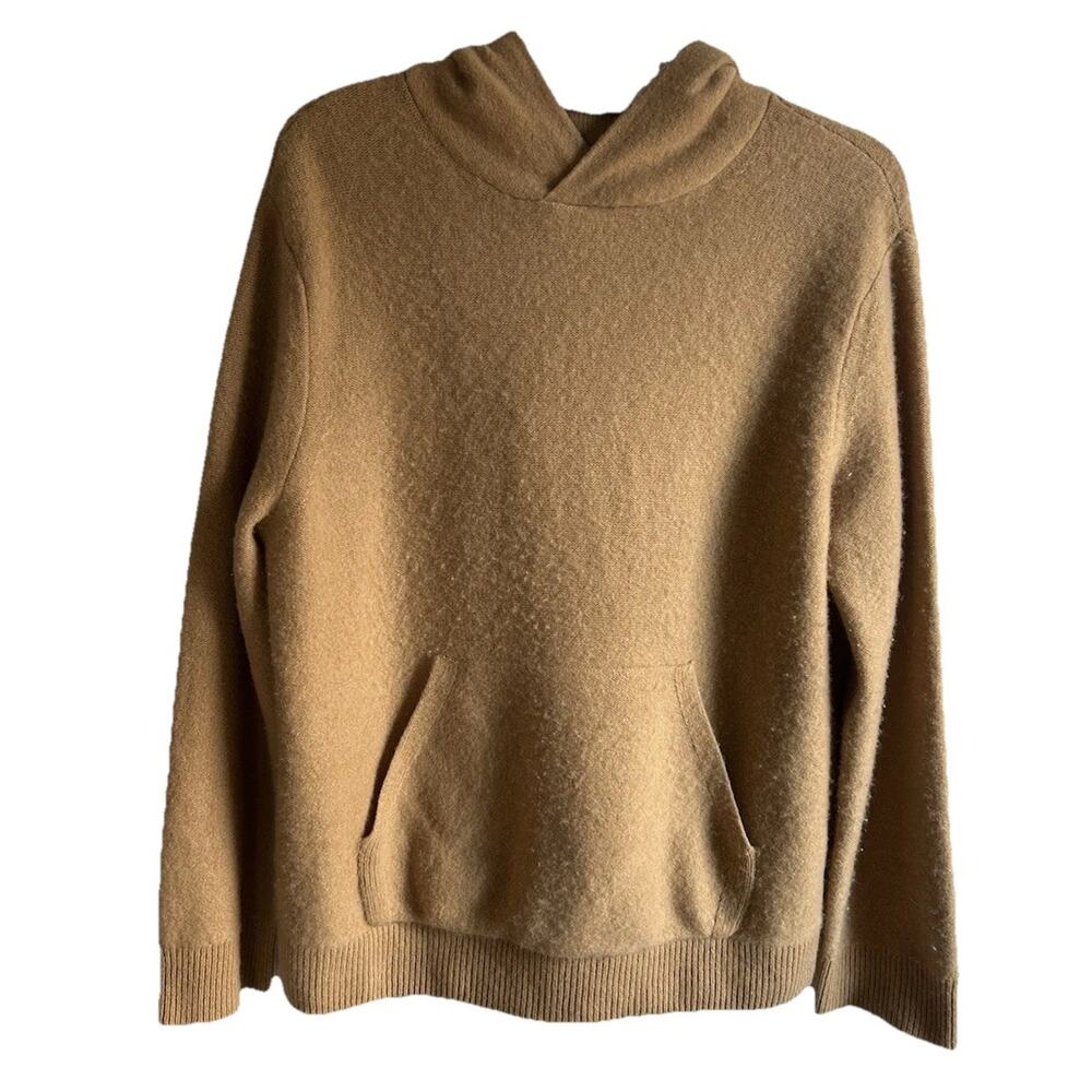 Vince 100% Cashmere Hoodie Sweater Mens M Beige Pullover Kangaroo Pocket - Picture 2 of 10